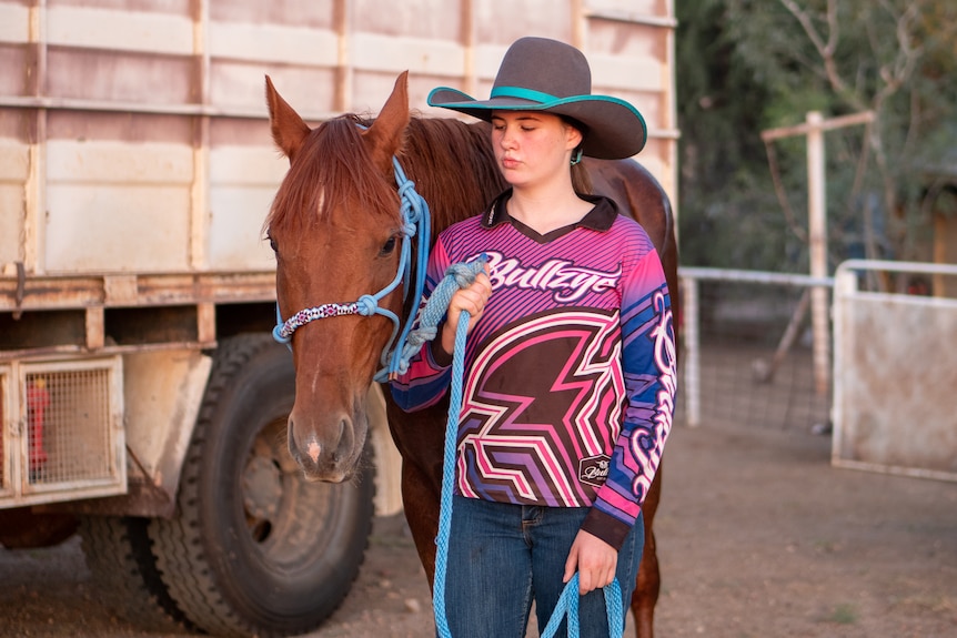 Tyler Morton and her horse, near Winton, November 2022.