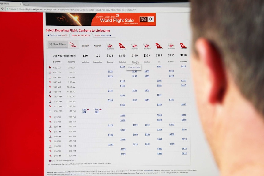Comparing for airfares online.