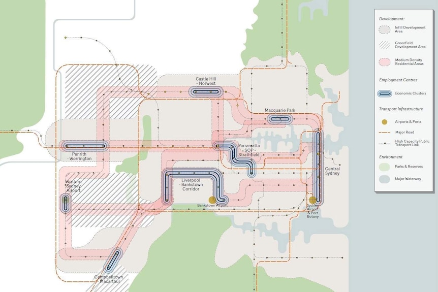 A map showing what Sydney might look like in three decades.