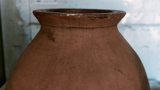 A Georgian clay pot used for maturing wine in Tasmania