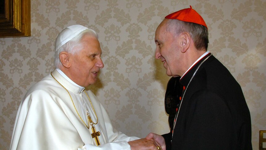 Pope Benedict XVI meets the archbishop of Buenos Aires, Cardinal Jorge Mario Bergoglio
