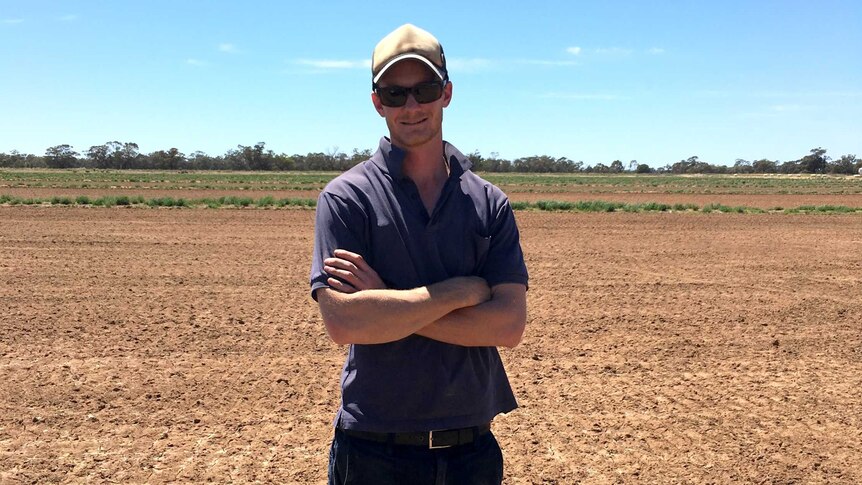 Fraser McNaul at his Wakool farm.