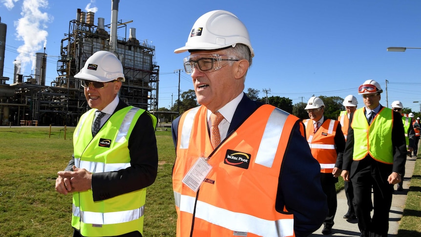 Prime Minister Malcolm Turnbull visits the Incitec Pivot Fertilisers plant in Brisbane.