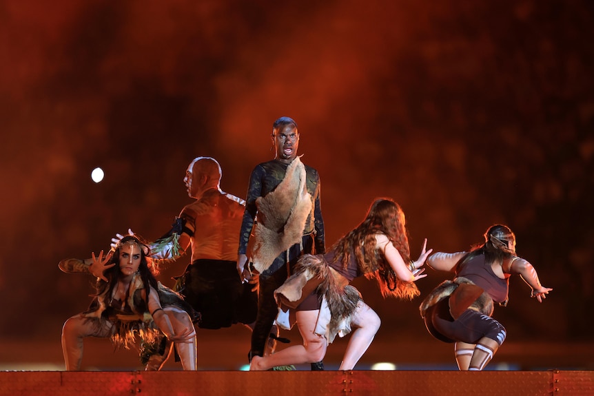 Indigenous dancers perform at the Birmingham 2022 Commonwealth Games closing ceremony.