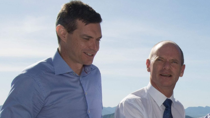 Gavin King and Campbell Newman on the campaign trail in January