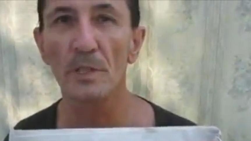 Screengrab from video of kidnapped Australian man Warren Rodwell