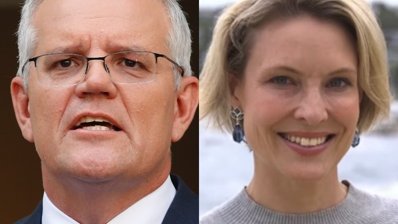 A composite image of Scott Morrison and Katherine Deves