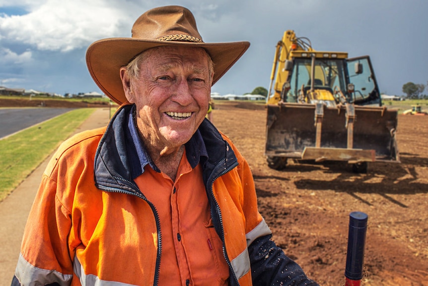 Clive Berghofer on a building site