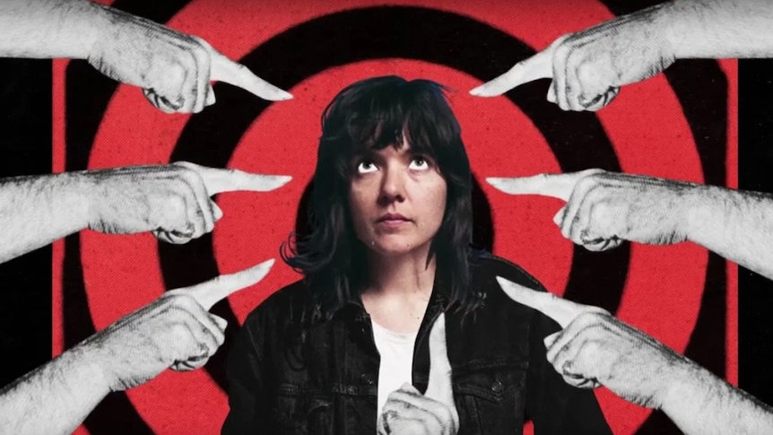 Fingers pointing at an animated Courtney Barnett in the 2018 'Nameless Faceless' video