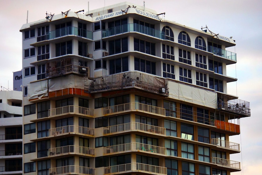 A tall building being constructed