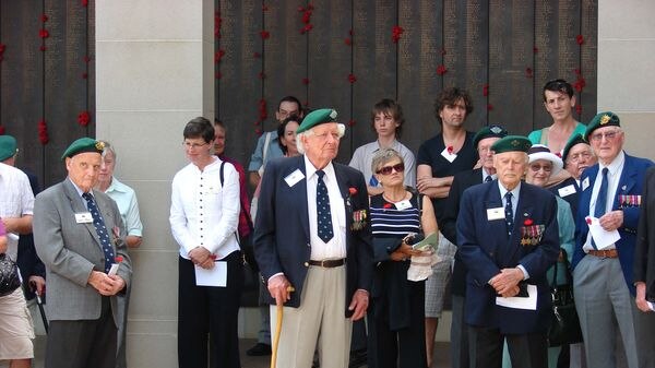 About 80 veterans, family and friends gathered for the wreath laying ceremony at the War Memorial.