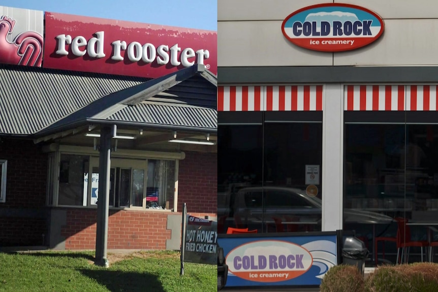 A Red Rooster store and a Cold Rock store
