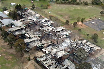 The remains of Kelso High School after an electrical fire which burnt for four hours.