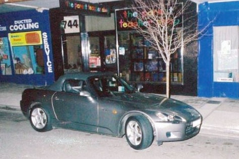 Gangland figure Willie Thompson's car at the scene of his murder in 2003.