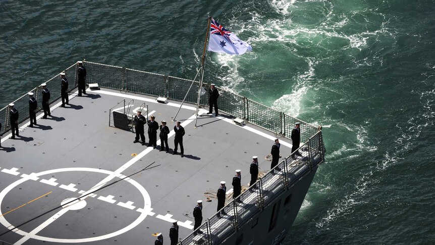 Crew onboard a Royal Australian Navy ship