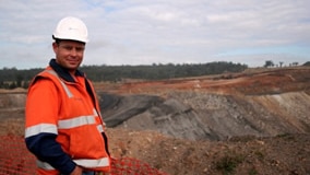 A mineworker at the Drayton South mine site.