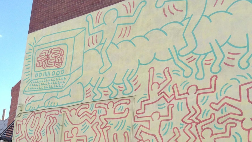 A Keith Haring mural in the Melbourne suburb of Collingwood has been restored.