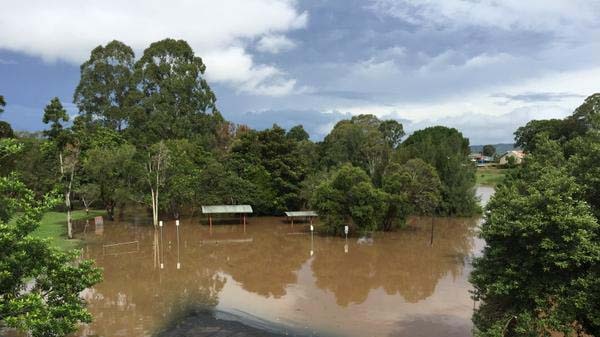 The Wilson River at Lismore is flooded