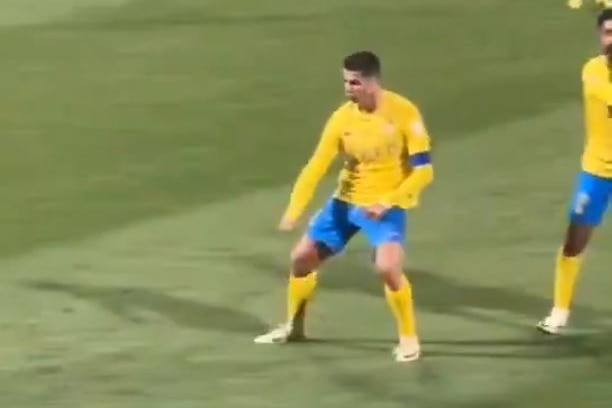 Cristiano Ronaldo makes an allegedly offensive gesture to fans after an Al Nassr game in the Saudi Pro League.