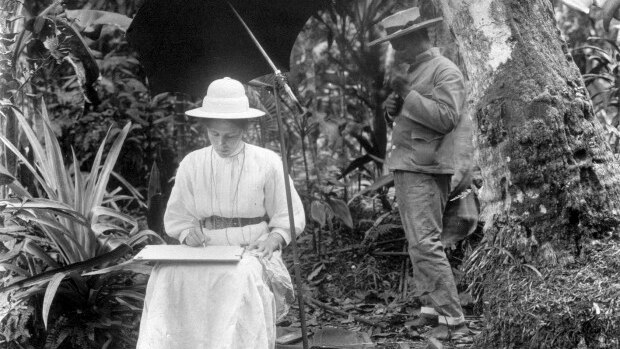 Elisabeth Krämer-Bannow sketching in Palau 1908