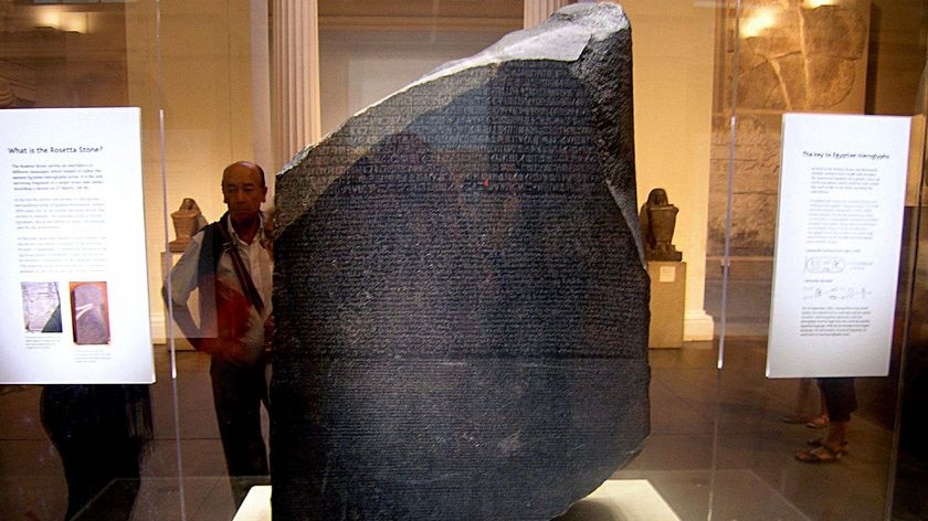 The Rosetta Stone, housed in the British Museum