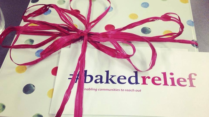 A colourful tin of Baked Relief goodies sent to drought-affected western Qld in March 2014.
