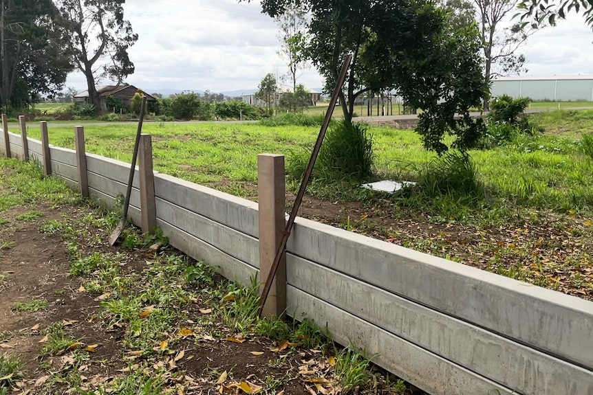 A flood levee wall built at Clarendon, Queensland