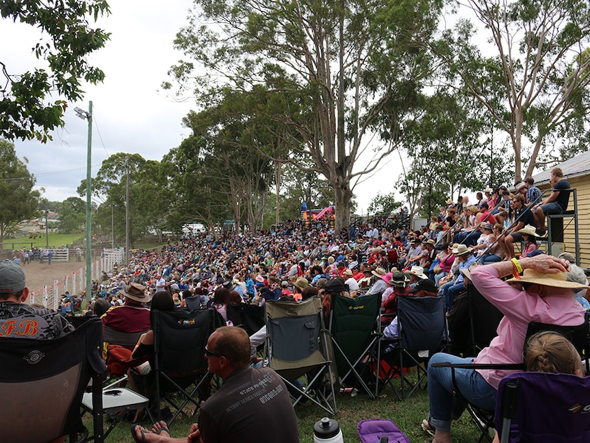 A crowd for more than 5,000 people on the rodeo lawn watching the sporting events in Wingham.