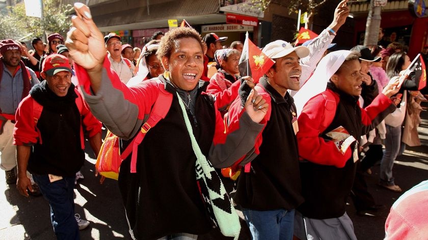 Young pilgrims from Papua New Guinea