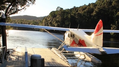 Tasmanian Air Adventure seaplane at dock