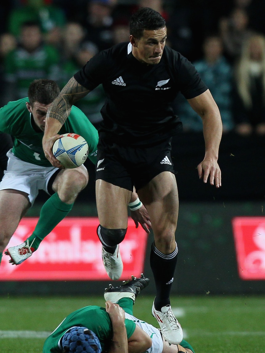 Out of my way ... Sonny Bill Williams shows disregard for the Irish defence