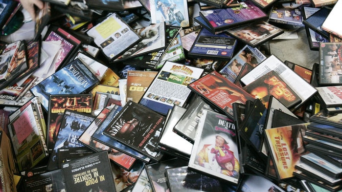 Pile of pirated DVDs