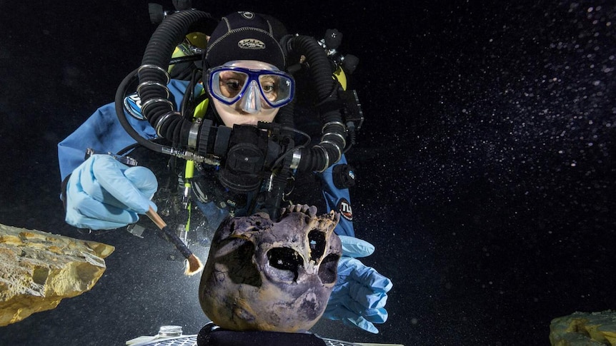 Diver and mexican skull