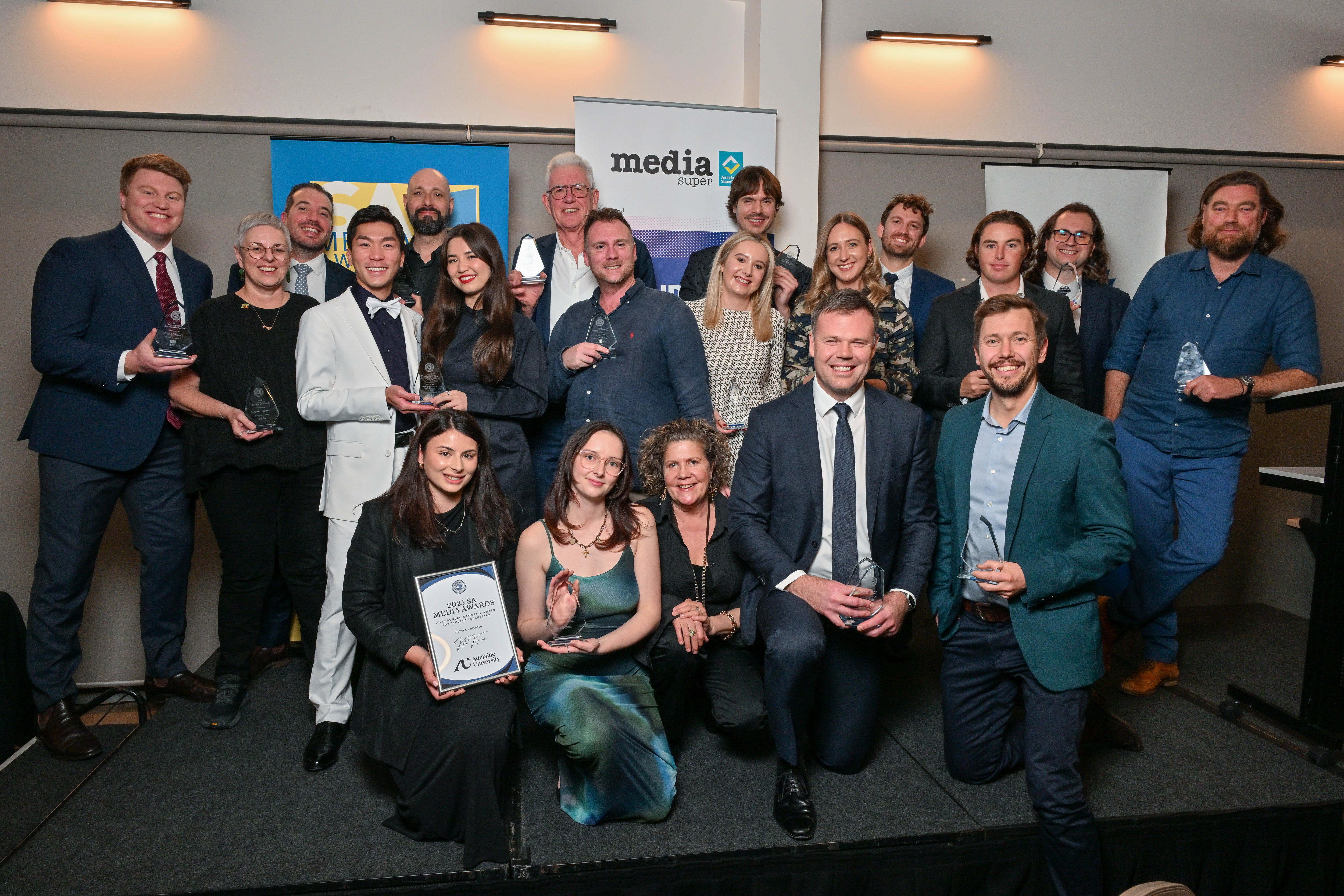 Shot of winners at the 2025 South Australian Media Awards ceremony.