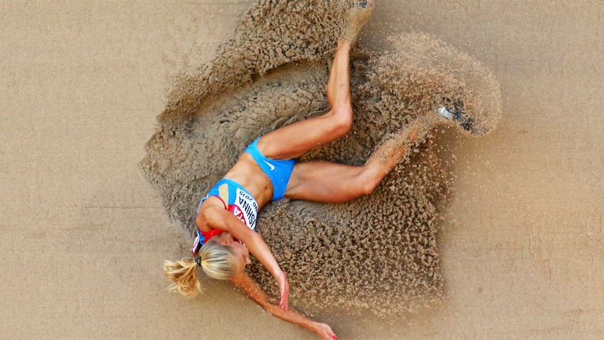 Darya Klishina lands in the sand