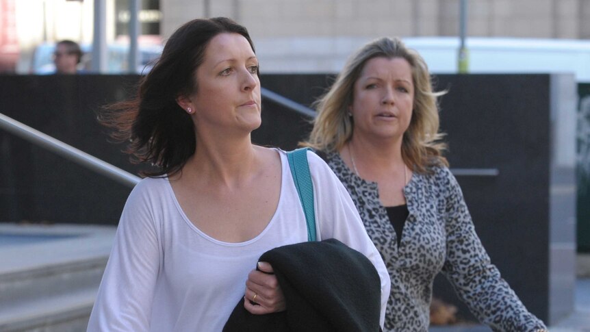 Nikki Komiazyk and Mandy Hodson leaving coronial inquest-1