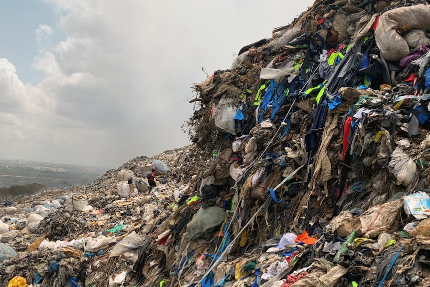 Clothes in a landfill.