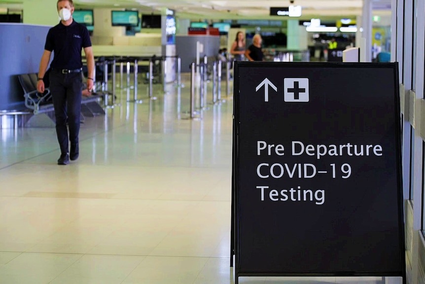 a sign at the airport