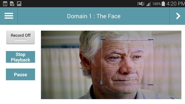 Screenshot of the app analysing a man's face for pain