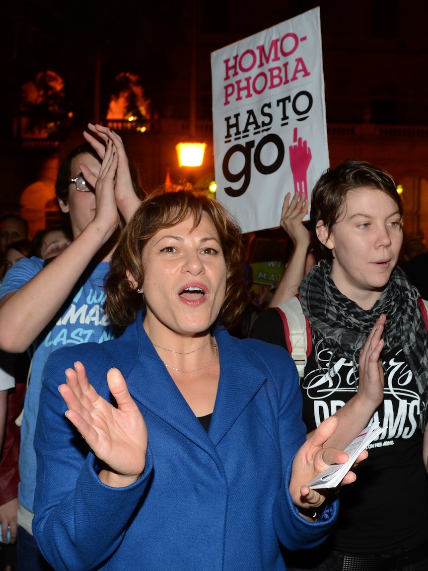 Gay rights supporters march on Qld Parliament