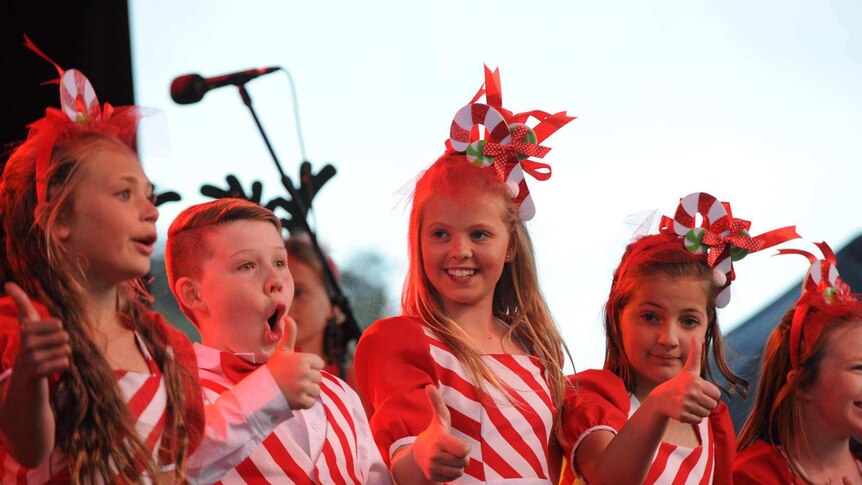 Young carol singers from ExitLeft Productions in Hobart