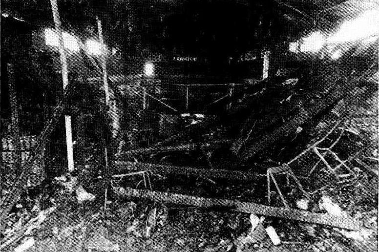 Fire affected sports facility in northside Canberra, 1970