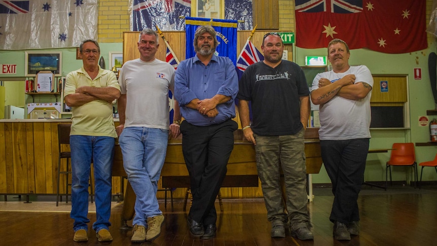 Veterans lean on a pool table at the Bassendean RSL