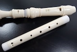 A white plastic recorder