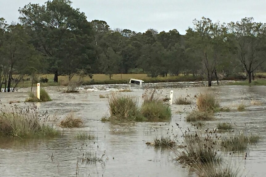 Ute swept into floodwaters at Wallacedale