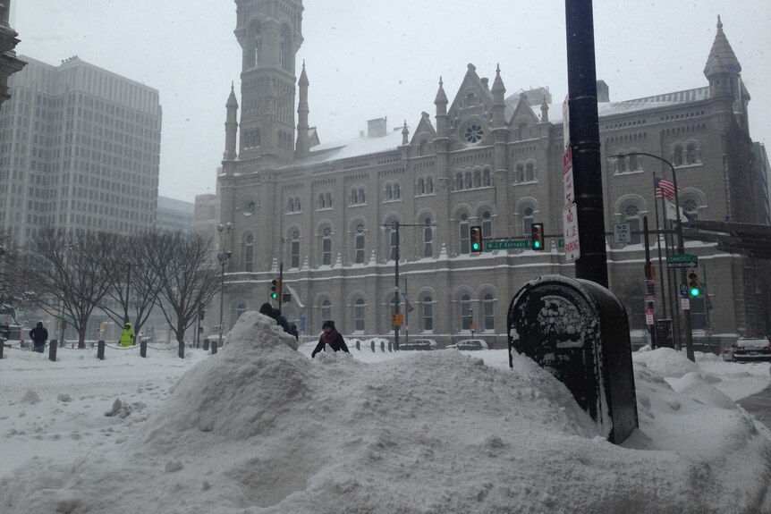 Snowy streets in Philadelphia