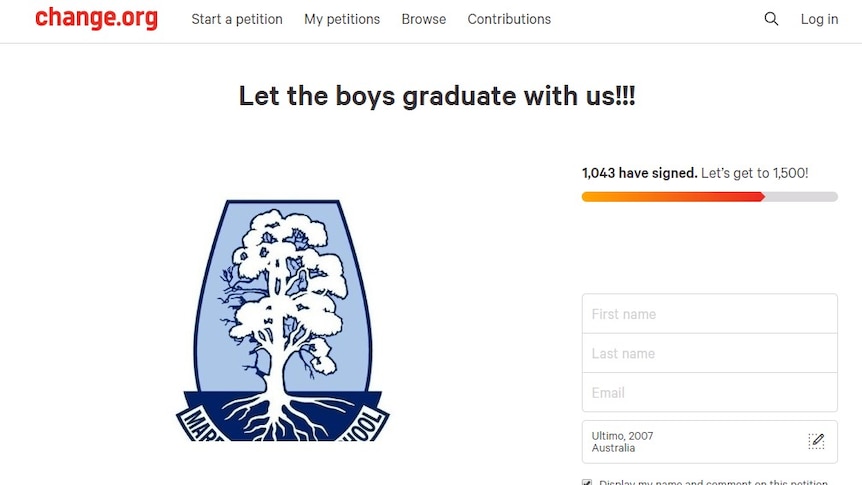 A change.org petition to Marryatville High School.