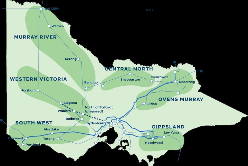 A black and green map showing transmission lines