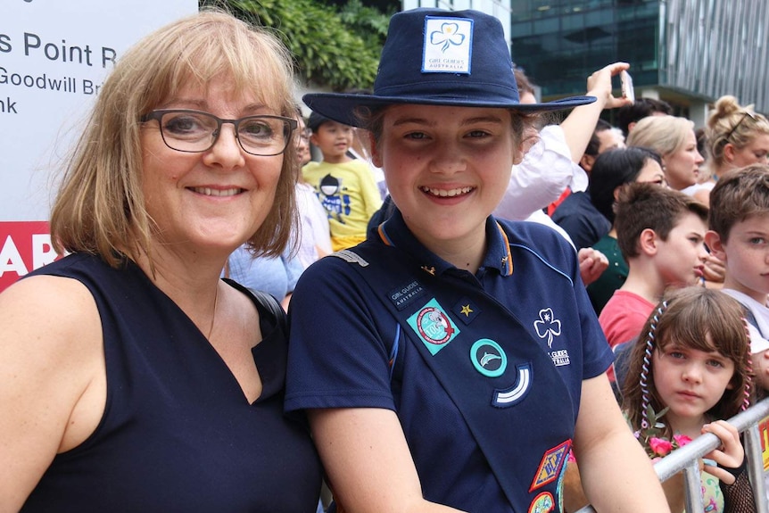 12-year-old Girl Guide and her mother among the crowd at City Botanic Gardens.