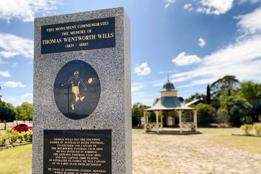 Tom Wills' role in founding Australian Rules Football is celebrated in Moyston
